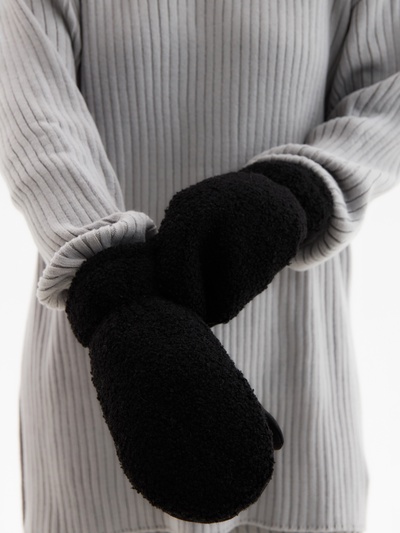 Варежки меховые женские MINAKU 25 см чёрные