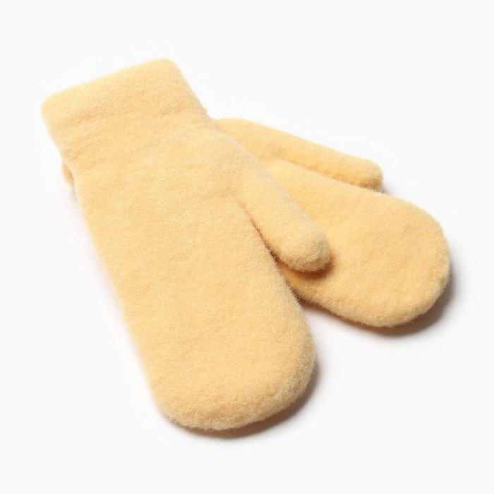 Варежки меховые женские MINAKU гладкие, размер 22 см, горчичный