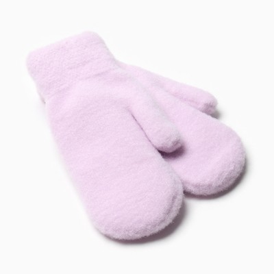 Варежки меховые женские MINAKU гладкие, размер 22 см, сиреневый