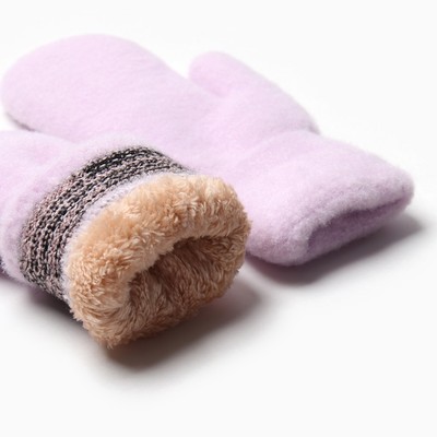 Варежки меховые женские MINAKU гладкие, размер 22 см, сиреневый