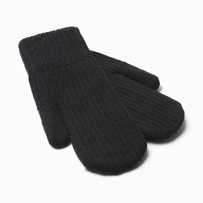 Варежки женские меховые MINAKU в рубчик, размер 22 см, чёрные