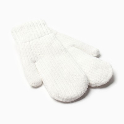 Варежки женские меховые MINAKU в рубчик, размер 22 см, молочные