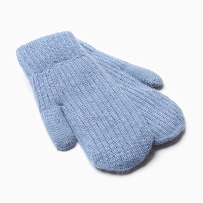 Варежки женские меховые MINAKU в рубчик, размер 22 см, голубые