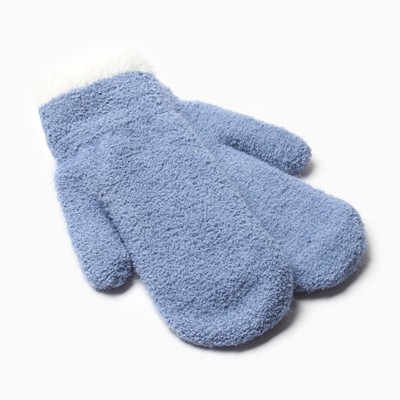 Варежки женские меховые MINAKU опушка, размер 22 см, синие