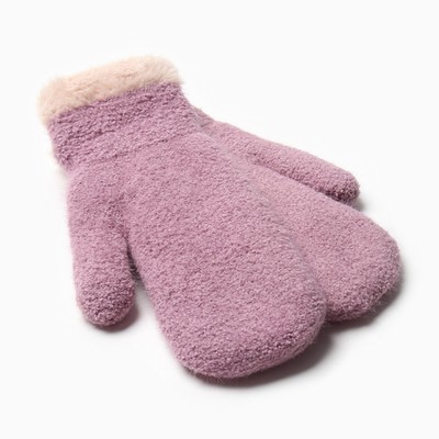 Варежки женские меховые MINAKU опушка, размер 22 см, сиреневые