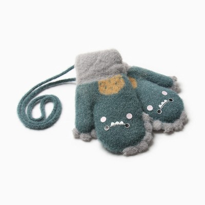Варежки детские MINAKU «Динозавр», 13 см, зелёные