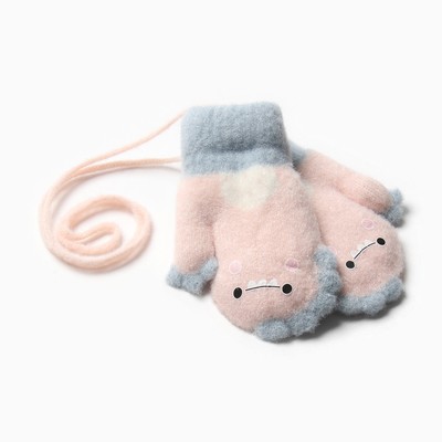 Варежки детские MINAKU «Динозавр», 13 см, розовые