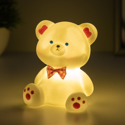 Фигурка светящаяся RISALUX «Мишенька», LED-ночник, 1 Вт 3×LR44, белый, 7×5×10 см