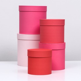Набор шляпных коробок 5 в 1" Розовый" , 23 х23 - 15 х 15 см