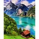 Алмазная мозаика с полным заполнением на холсте «Горное озеро», 40×50 см - Фото 2