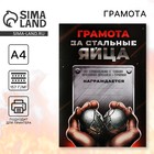 Грамота А4 с приколом «Стальные яйца», 18+, 157 гр/кв.м 9598146 - фото 10881374