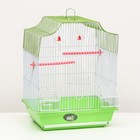 Клетка для птиц с кормушками, 34 х 27 х 44 см, зелёная - фото 10819828