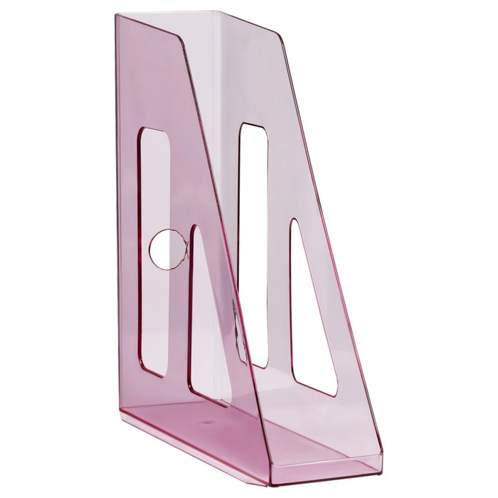 Лоток для бумаг вертикальный СТАММ "Актив", тонированный розовый, ширина 70мм - Фото 1