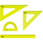 Набор чертёжный СТАММ, 4 предмета, размер XL (линейка 30 см, 2 треугольника, транспортир), прозрачный, неоновые цвета, МИКС - фото 7134335