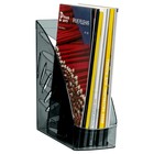 Лоток для бумаг вертикальный СТАММ "Тропик", тонированный черный, ширина 110мм - фото 22525330