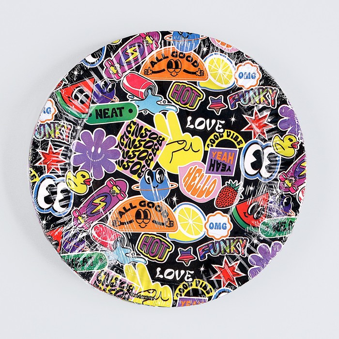 Тарелка бумажная «Стикеры», 18 см 9796349