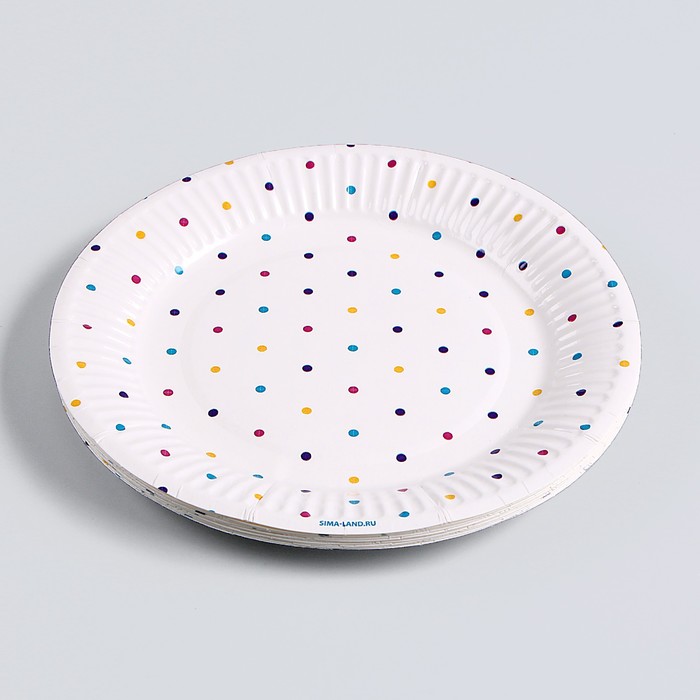 Тарелка бумажная «Горошек», 18 см 9796352