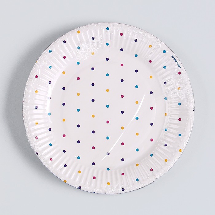 Тарелка бумажная «Горошек», 18 см 9796352