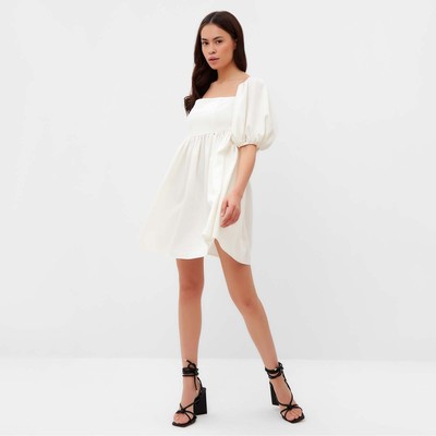 Платье с объёмными рукавами мини женское MIST Summer time, белое, размер 44