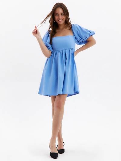 Платье с объёмными рукавами мини женское MIST Summer time, голубое, размер 44