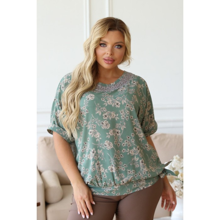 Блуза женская, размер 62, цвет зелёный 65834