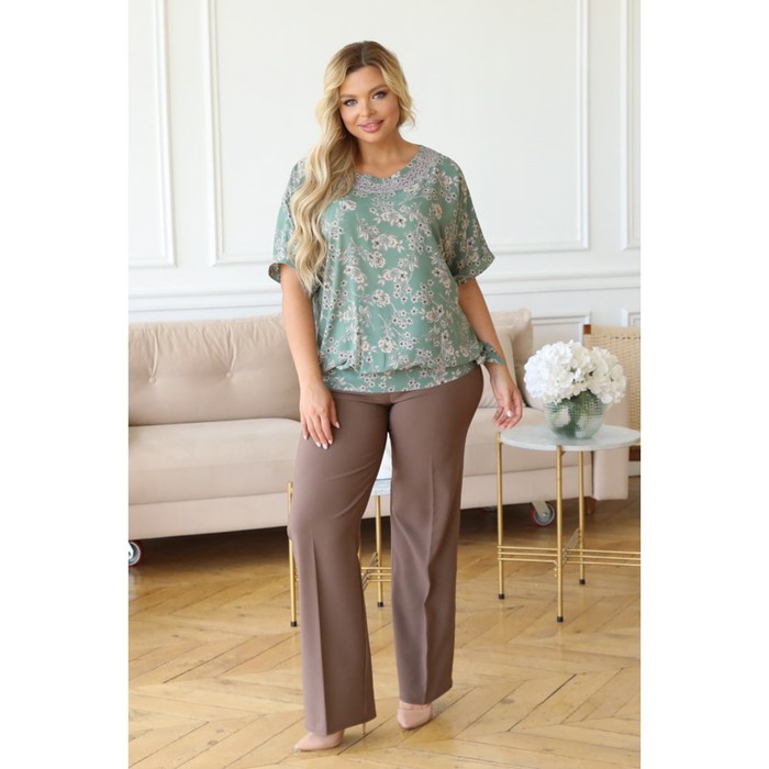 Блуза женская, размер 62, цвет зелёный 65834