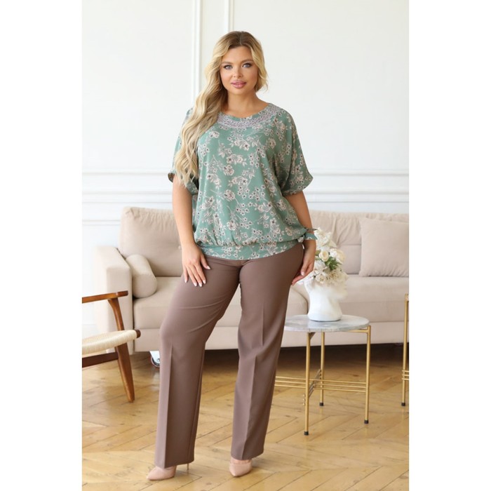 Блуза женская, размер 62, цвет зелёный 65834