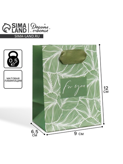 Пакет подарочный ламинированный, упаковка, «Для тебя», 9×12×6.5 см