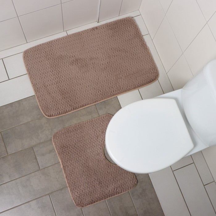 Набор ковриков для ванны и туалета SAVANNA "Луи" 2 шт (50х80, 40х50 см),цвет темно-бежевый