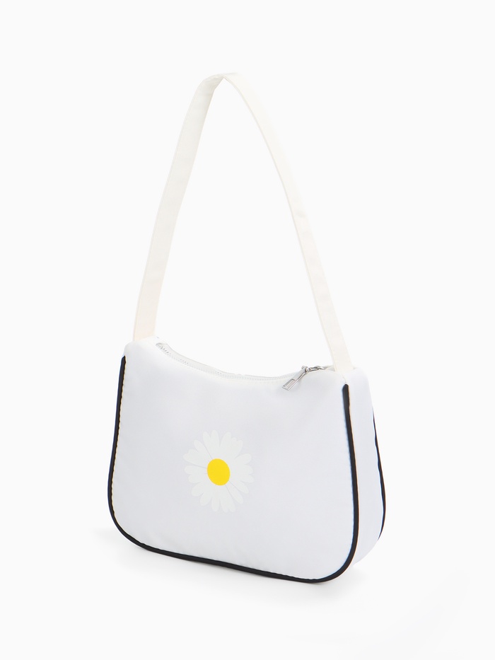 Сумка молодёжная на молнии, с принтом, 24×6.5×17 см, белая - Фото 1