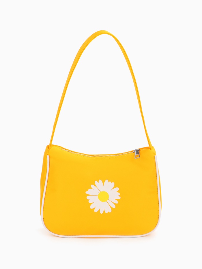 Сумка молодёжная на молнии, с принтом, 24×6.5×17 см, жёлтая - Фото 1