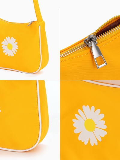 Сумка молодёжная на молнии, с принтом, 24×6.5×17 см, жёлтая
