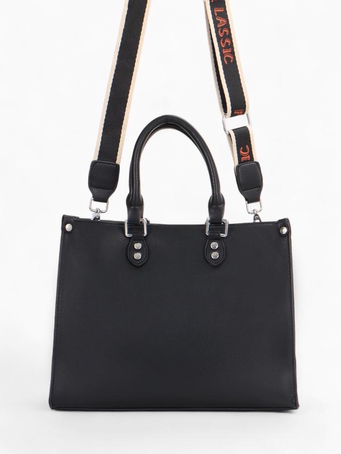 Сумка женская тоут на молнии, 31×10.5×25 см, чёрный - Фото 1