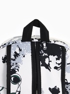 Рюкзак школьный на молнии, с карманами, с принтом, размер 30×17×43 см, белый/серый - фото 119063430 Рюкзак школьный на молнии, с карманами, с принтом, размер 30×17×43 см, белый/серый - фото 119063430