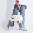 Сумка молодёжная на клапане, 29×13×24 см, молочная/коричневая - Фото 8