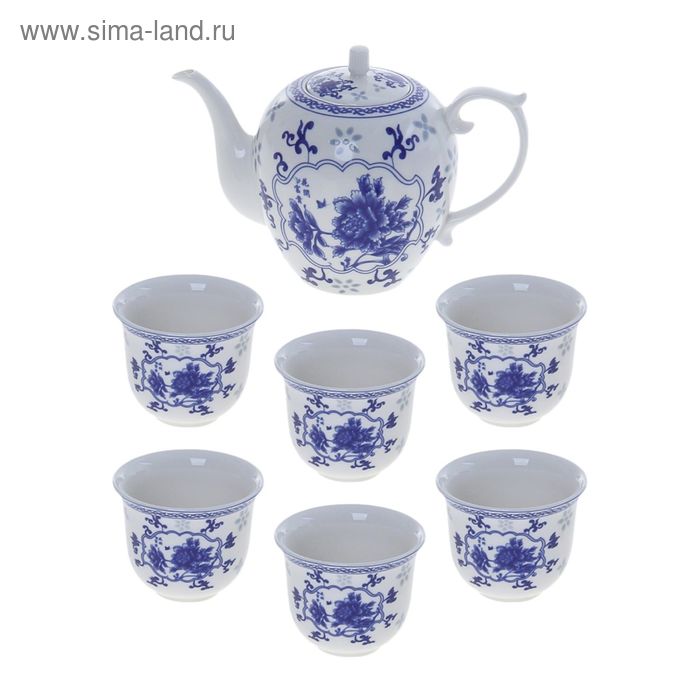 Набор для чайной церемонии 7 предметов "Китайская астра" (чайник 700 мл, чашка 70 мл) - Фото 1