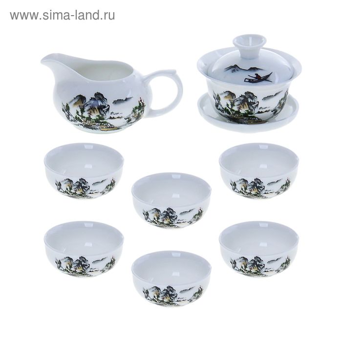 Набор для чайной церемонии "Шаньси", 8 предметов: чайник 150 мл, чахай 100 мл, чашка 40 мл - Фото 1