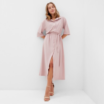 Платье миди женское на пуговицах MINAKU: Enjoy, розовое, размер 52