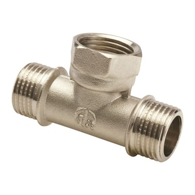 Тройник AQUALINK, 1/2", наружная/внутренняя/наружная резьба, никелированная латунь