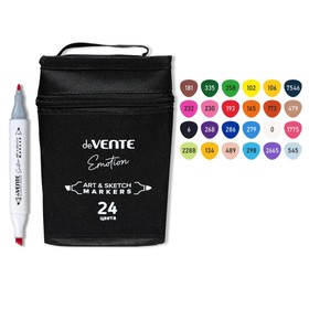 Набор художественных маркеров 24 цвета, текстильная сумка, deVENTE Emotion, Green colors (2 наконечника: пулевидный/скошенный) 5044101