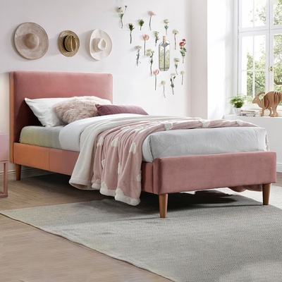 Кровать односпальная «Линси», с ортопедическим основанием, 1200×2000 мм, велюр, цвет розовый