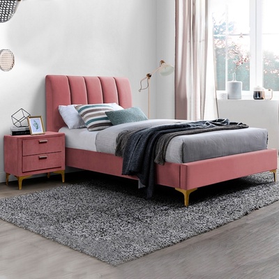 Кровать односпальная «Рошаль», с ортопедическим основанием, 1200×2000 мм, велюр, цвет розовый