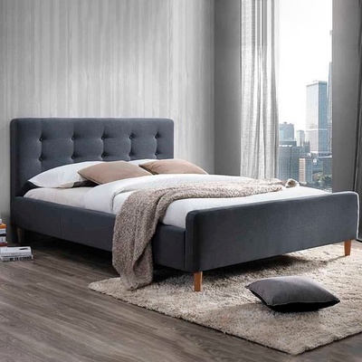 Кровать односпальная «Мира», с высоким изножьем, 900×2000 мм, велюр, цвет серый