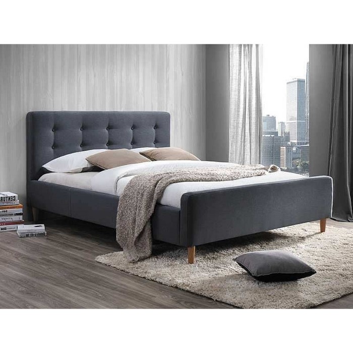 Кровать Мира с высоким изножьем 900х2000 Серый велюр - Фото 1