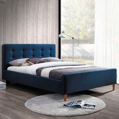 Кровать односпальная «Мира», с высоким изножьем, 1200×2000 мм, велюр, цвет синий