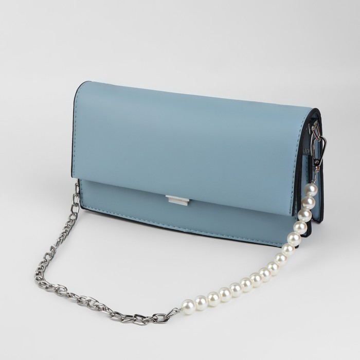 Цепочка для сумки, с карабинами, с жемчужными бусами, d = 12 мм, 14 × 8 мм, 60 см, цвет серебряный