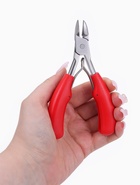 Кусачки педикюрные, с пластиковой ручкой, изогнутое лезвие, 13 см, длина лезвия-17 мм, серебристые, красные - Фото 3