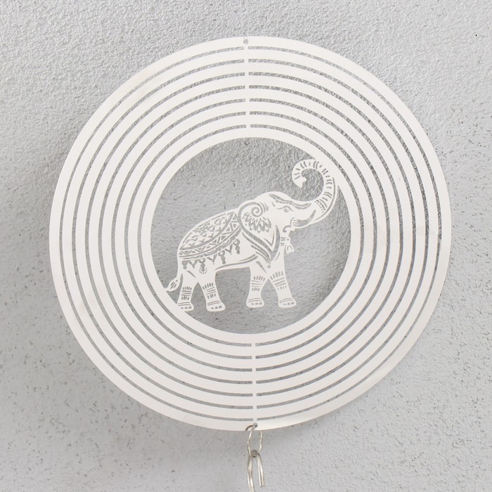 Ветряной колокольчик металл 3D "Ажурный слон" с бусиной 13,5х13,5х31 см