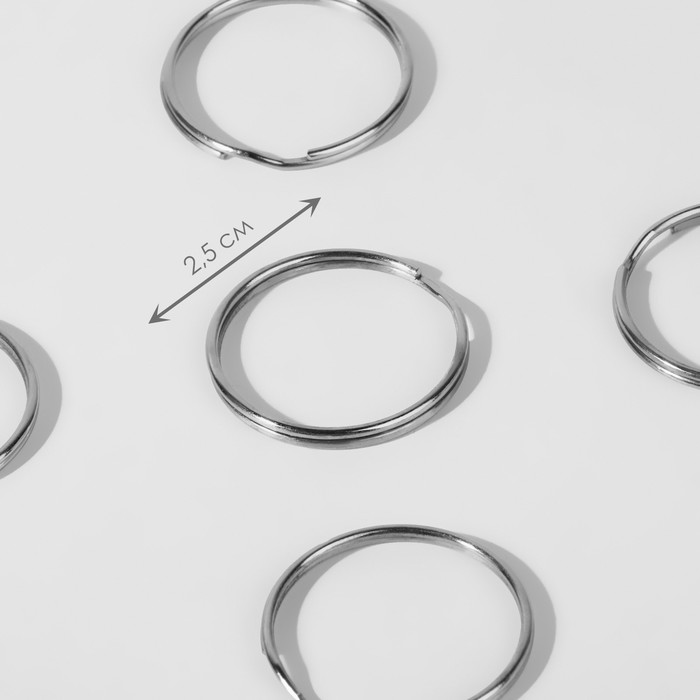 Кольцо для брелока, d = 25 мм, толщина 2 мм, цвет серебряный - Фото 1