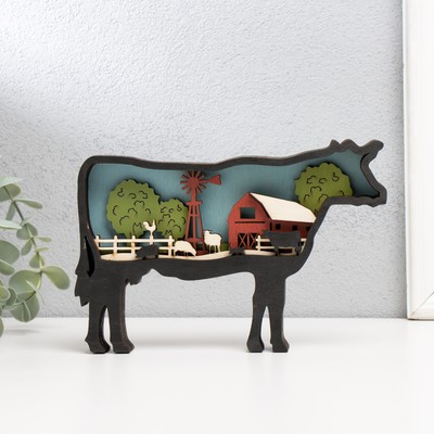 Фигурка дерево «Корова на ферме», 18×11.5 см
